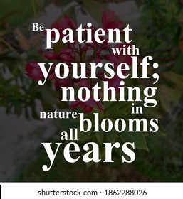 Be Patient With Yourself Nothing In Nature Blooms All Years.