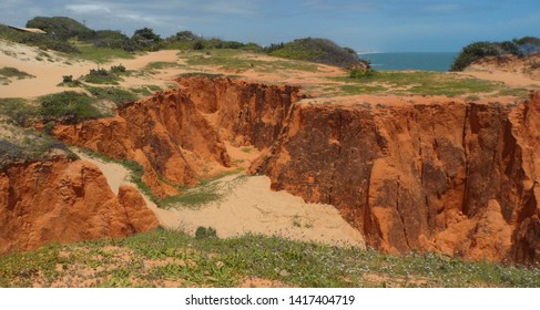 Beaberibe, Ceará, Brazil - February, 2015 - Coastal cliffs - Morro Branco beach - Shutterstock ID 1417404719