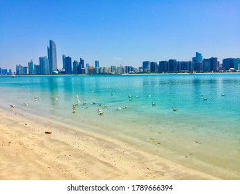 Beach in Abu Dhabi UAE with skyline - Powered by Shutterstock