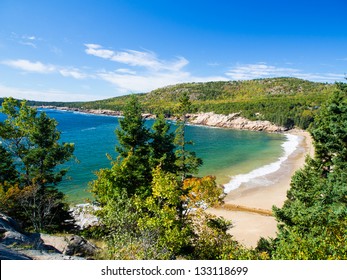 Beach In Acadia National Park In Autumn