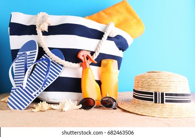 Beach Accessories On The Beach Sand