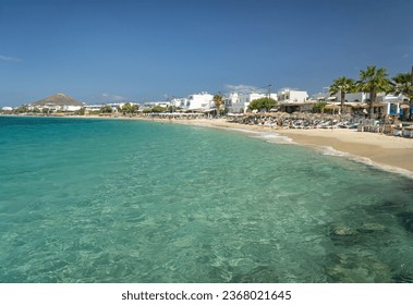 The beach at Agia Anna in the town of Agia Prokopios on the island of Naxos