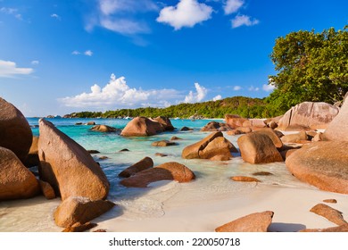 Beach Anse Lazio at island Praslin Seychelles - nature background
