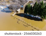 Beach area on the river bank flooded during the flood