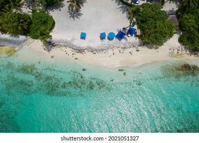 Beach Arial View With Clear Sea Water Beautiful Nature Background, Travel Concept