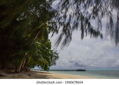 Beach Atmosphere During The Day On Carp Island, Palau, Micronesia.