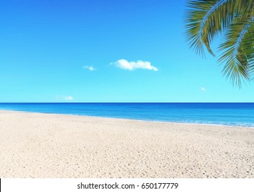 Beach Background Or Summer Vacation Background With Copy Space And No People.