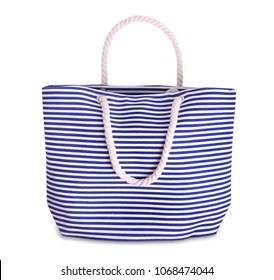 Beach Bag Blue Stripes Isolated.