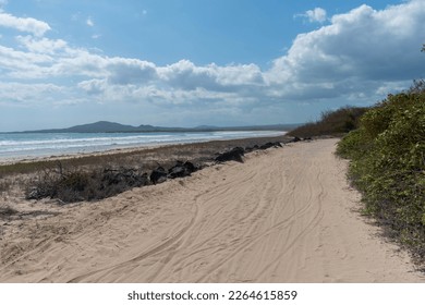 BEACH WITH A BIKE PATH AND MOUNTAIN