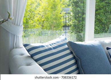 Beach Blue Cushion And Sofa Of Coastal Home