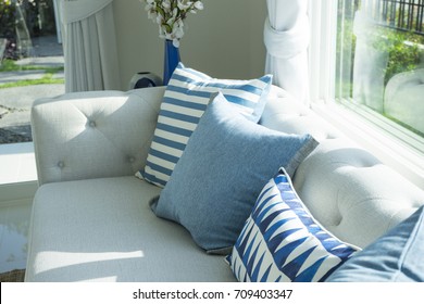 Beach Blue Cushion And Sofa Of Coastal Home