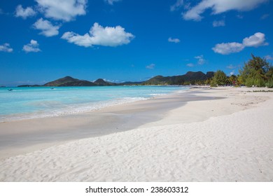 Beach With Blue Water Of Antigua And Barbuda