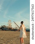 beach boardwalk ferris wheel, vintage summer style