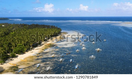 beach and boats in aerial view, Siargao Philippines