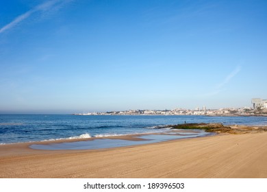 Beach by the Atlantic Ocean in Cascais, Portugal. Cascais is a popular holiday destination for tourists and residents of Lisbon.