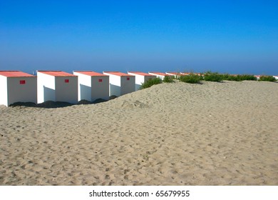 Beach Cabins At The Belgian Coast