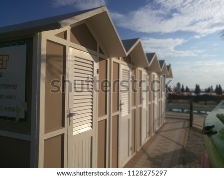 Beach Cabins By Sea Summer Holidays Stock Photo Edit Now