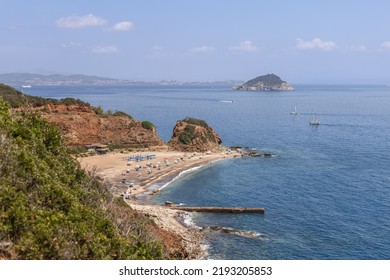 Beach Cala Seregola (Spiaggia Cala Seregola) Has Magnificent Sandy Sea Bed Rich In Minerals And Consists Of Red And Black Ferriferous Sand. Elba Island