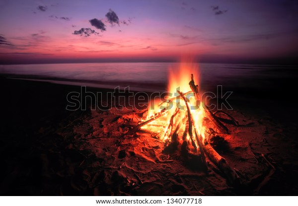 Beach Campfire on Lake\
Superior