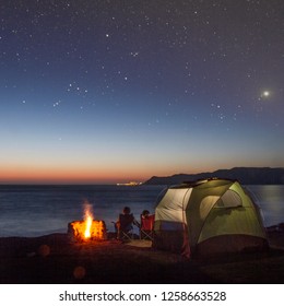 Beach Camping Under Stars