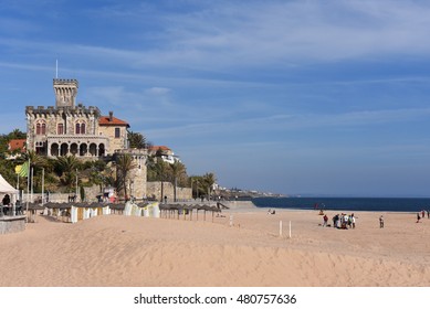 Beach and castle of Estoril, Portugal