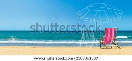 beach with a beach chair, line chair and  line umbrella lined up in front of the Trincomalee nilaveli beach