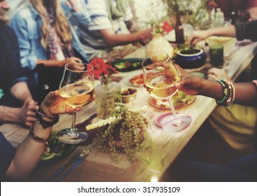 Beach Cheers Celebration Friendship Summer Fun Dinner Concept - Shutterstock ID 317935109
