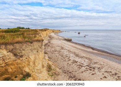 Beach and cliff at the southernmost point of Denmark, Gedser Odde, Baltic Sea island of Falster