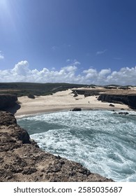 beach from a cliff view 