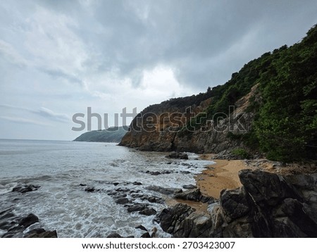 beach with cliffs in son tra da nang Vietnam 