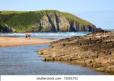 Beach Of Coffee Bay Located In South Africa On The India, Ocean Also Named The Wild Coast