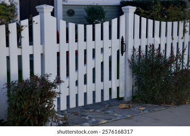 Beach cottage with old fashioned picket fence 