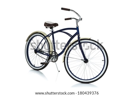 Beach cruiser isolated on white angle view