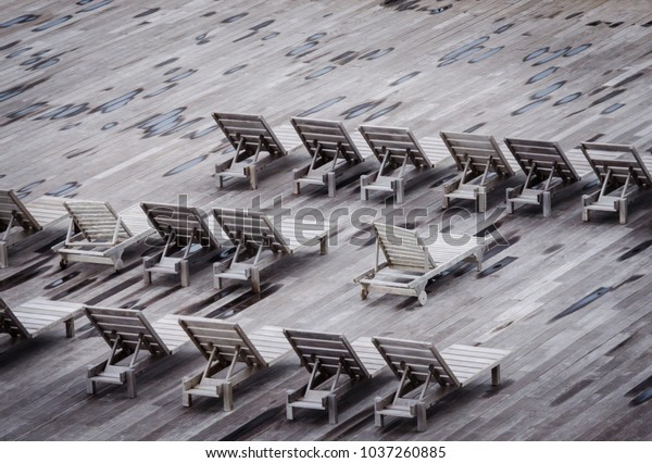 Beach Deck Chairs Lined On Large Stock Photo Edit Now 1037260885