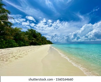 Beach Of Dhigurah Island From Maldives.