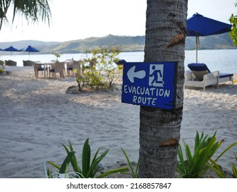 Beach Disaster Evacuation Route Sign