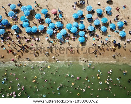 Similar – Aerial Summer View Of Crowded Beach Full Of People