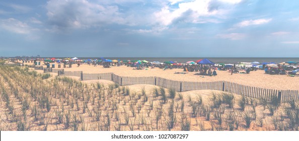 Beach During The Summer On The East Coast Of The United States In Ocean City, New Jersey