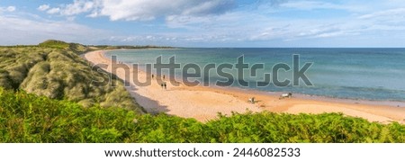 Similar – Image, Stock Photo Urban bay beach on a sunny day  seen from  a natural park