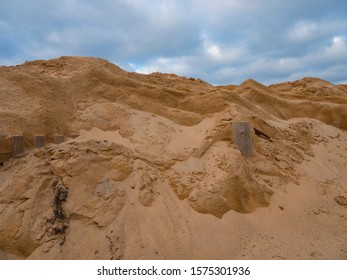 Beach Erosion Control Fence Buried In Sand