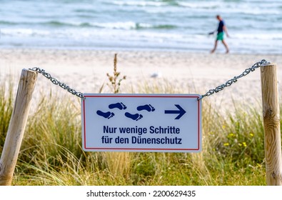 Beach Erosion Control Sign In Germany - Translation: No Trespassing Because Of Beach Erosion