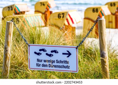 Beach Erosion Control Sign In Germany - Translation: No Trespassing Because Of Beach Erosion