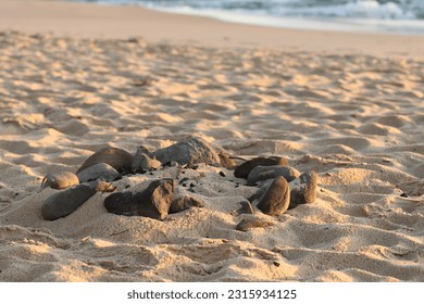 beach fire morning rocks sunrise - Shutterstock ID 2315934125