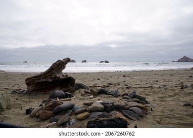 Beach Fire Pit At The Pacific Ocean