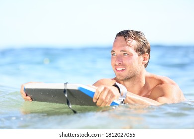 Beach Fun - Man Bodyboarding On Bodyboard