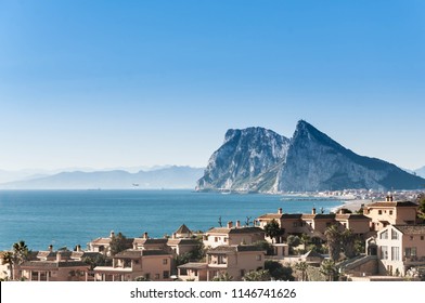 Beach And Golf Field In La Alcaidesa, Costa Del Sol, Spain With Gibraltar In The Horizon