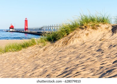 Beach at Grand Haven Lighthouse and Pier