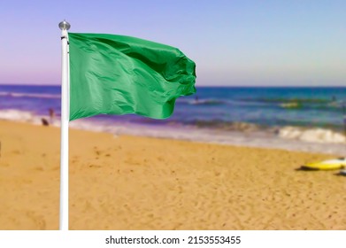 Beach Green Flag Weather Wind Advice Spain Blue Sea