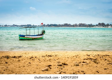 Beach Of Hammamet, The First Tourist Destination In Tunisia. Located On The Gulf Of Hammamet.