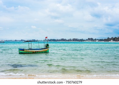 Beach Of Hammamet, The First Tourist Destination In Tunisia. Located On The Gulf Of Hammamet.